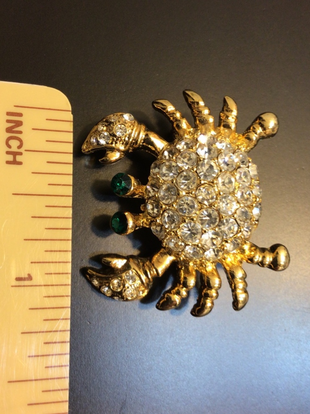 FORNASH Signed Novelty Gold-tone Crab Crystal Brooch Beach Theme - Picture 14 of 15